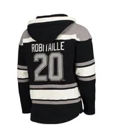 Men's '47 Brand Luc Robitaille Black Los Angeles Kings Retired Player Name and Number Lacer Pullover Hoodie