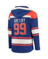 Men's '47 Brand Wayne Gretzky Royal Edmonton Oilers Retired Player Name and Number Lacer Pullover Hoodie