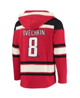 Men's '47 Brand Alexander Ovechkin Red Washington Capitals Player Name and Number Lacer Pullover Hoodie