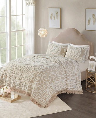 Madison Park Laetitia Medallion Fringe 3-Pc. Quilt Set, Full/Queen