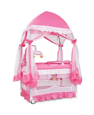 Costway Portable Baby Playpen Crib Cradle Changing Pad Mosquito Net Toys
