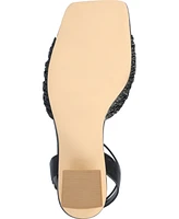 Journee Collection Women's Galinda Raffia Knot Block Heel Sandals