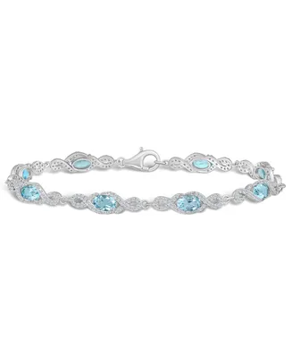Macy's Sky Blue Topaz and White Topaz Bracelet (4-1/2 ct. t.w and 2 ct. t.w) in Sterling Silver