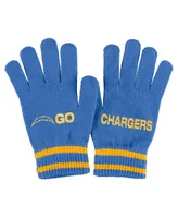 Women's Wear by Erin Andrews Powder Blue Los Angeles Chargers Double Jacquard Cuffed Knit Hat with Pom and Gloves Set