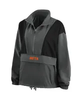 Women's Wear by Erin Andrews Charcoal New York Mets Packable Half-Zip Jacket