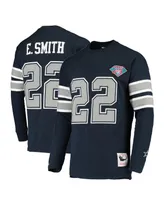 Men's Mitchell & Ness Emmitt Smith Navy Dallas Cowboys Throwback Retired Player Name and Number Long Sleeve Top