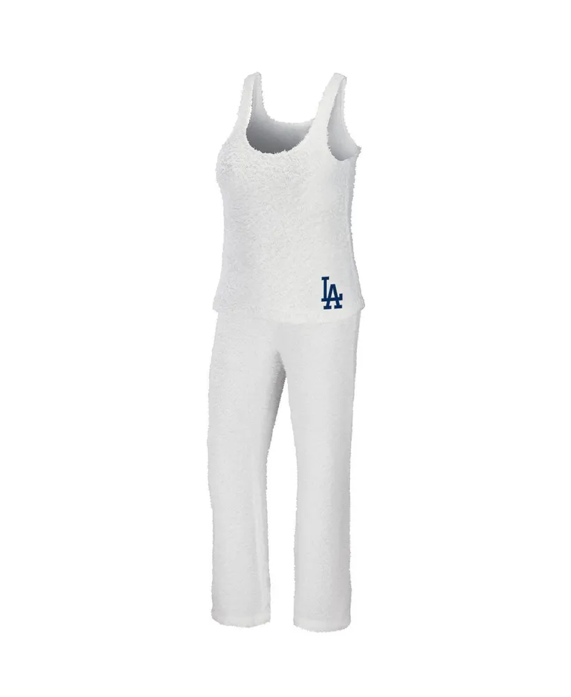 Women's Wear by Erin Andrews Cream Los Angeles Dodgers Cozy Lounge Tank Top and Pants Set