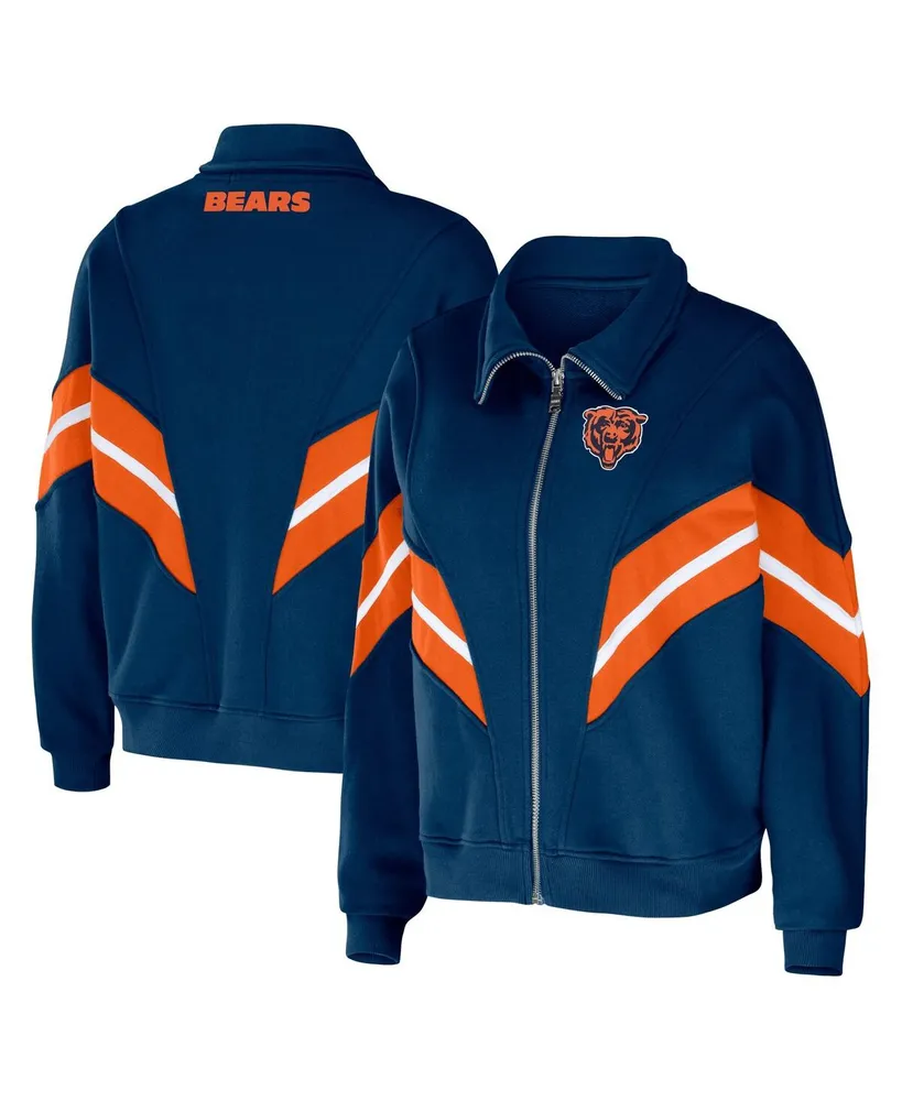 Women's Wear by Erin Andrews Navy Chicago Bears Plus Yarn Dye Stripe Full-Zip Jacket