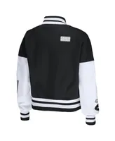 Women's Wear by Erin Andrews Black, White Las Vegas Raiders Full-Zip Varsity Jacket