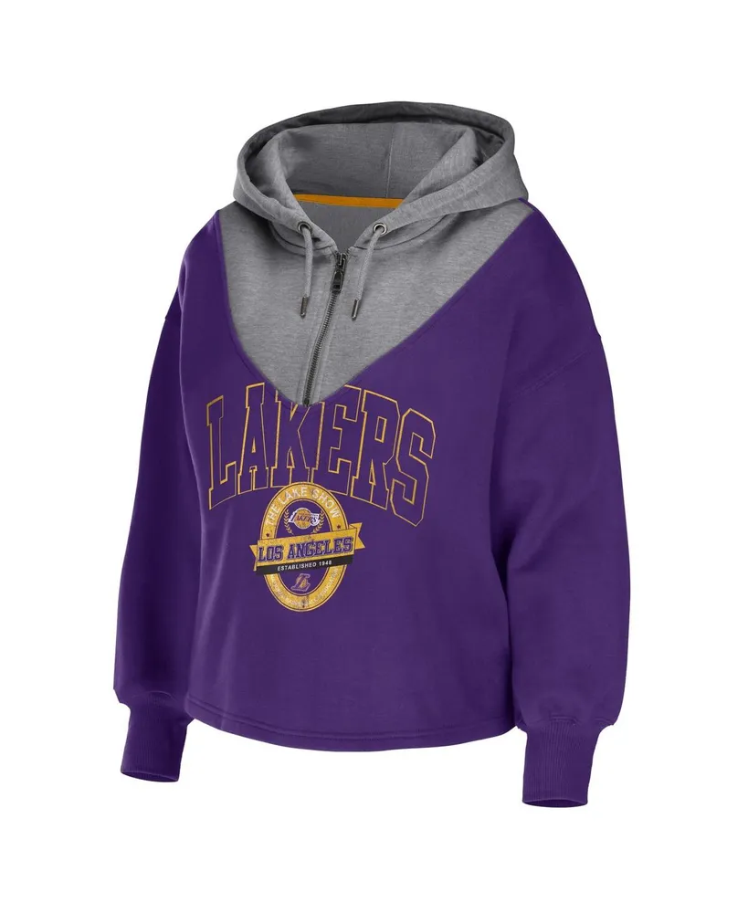 Women's Wear by Erin Andrews Purple Los Angeles Lakers Pieced Quarter-Zip Hoodie Jacket