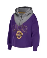 Women's Wear by Erin Andrews Purple Los Angeles Lakers Pieced Quarter-Zip Hoodie Jacket
