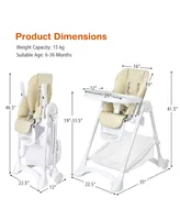 Baby Convertible Folding Adjustable High Chair with Wheel Tray Storage Basket