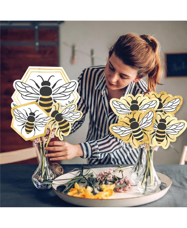 Big Dot of Happiness Little Bumblebee - Table Decorations - Bee Baby Shower  or Birthday Party Fold and Flare Centerpieces - 10 Count