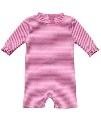 Baby Girls Raspberry Stripe 3/4 Sleeve Sunsuit