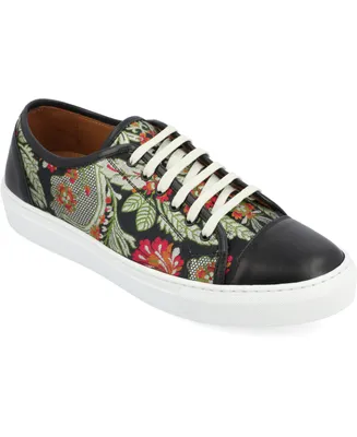 Taft Men's Jack Handcrafted Leather and Floral Jacquard Low Top Casual Lace-up Sneakers