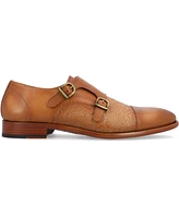 Taft Men's Lucca Embossed Floral Leather Monk Strap Dress Shoes