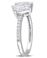 Macy's Moissanite Heart 2-Stone Ring 2 1/8 ct. t.w in Sterling Silver