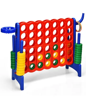 Costway 4-in-a Row Giant Game Set w/Basketball Hoop for Family