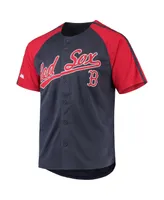 Stitches Navy Boston Red Sox Button-down Raglan Fashion Jersey At