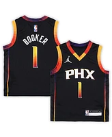 Preschool Boys and Girls Jordan Devin Booker Black Phoenix Suns 2022/23 Swingman Jersey - Statement Edition