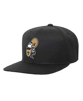 Big Boys and Girls Mitchell & Ness Black New Orleans Saints Gridiron Classics Ground Snapback Hat