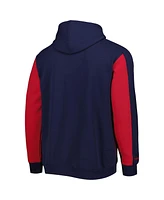 Men's Mitchell & Ness Navy, Red Boston Sox Colorblocked Fleece Pullover Hoodie