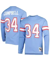 Men's Mitchell & Ness Earl Campbell Light Blue Houston Oilers 1984 Retired Player Name and Number Long Sleeve T-shirt