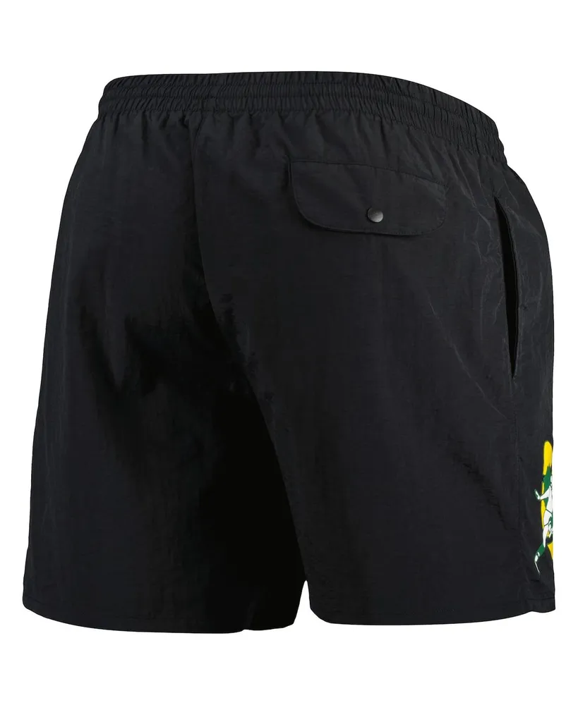 Men's Mitchell & Ness Black Green Bay Packers Team Essentials Nylon Shorts