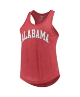 Women's League Collegiate Wear Heather Crimson Alabama Tide Two-Hit Intramural Tri-Blend Scoop Neck Racerback Tank Top