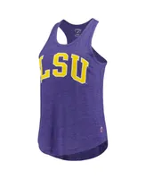 Women's League Collegiate Wear Heather Purple Lsu Tigers Two-Hit Intramural Tri-Blend Scoop Neck Racerback Tank Top