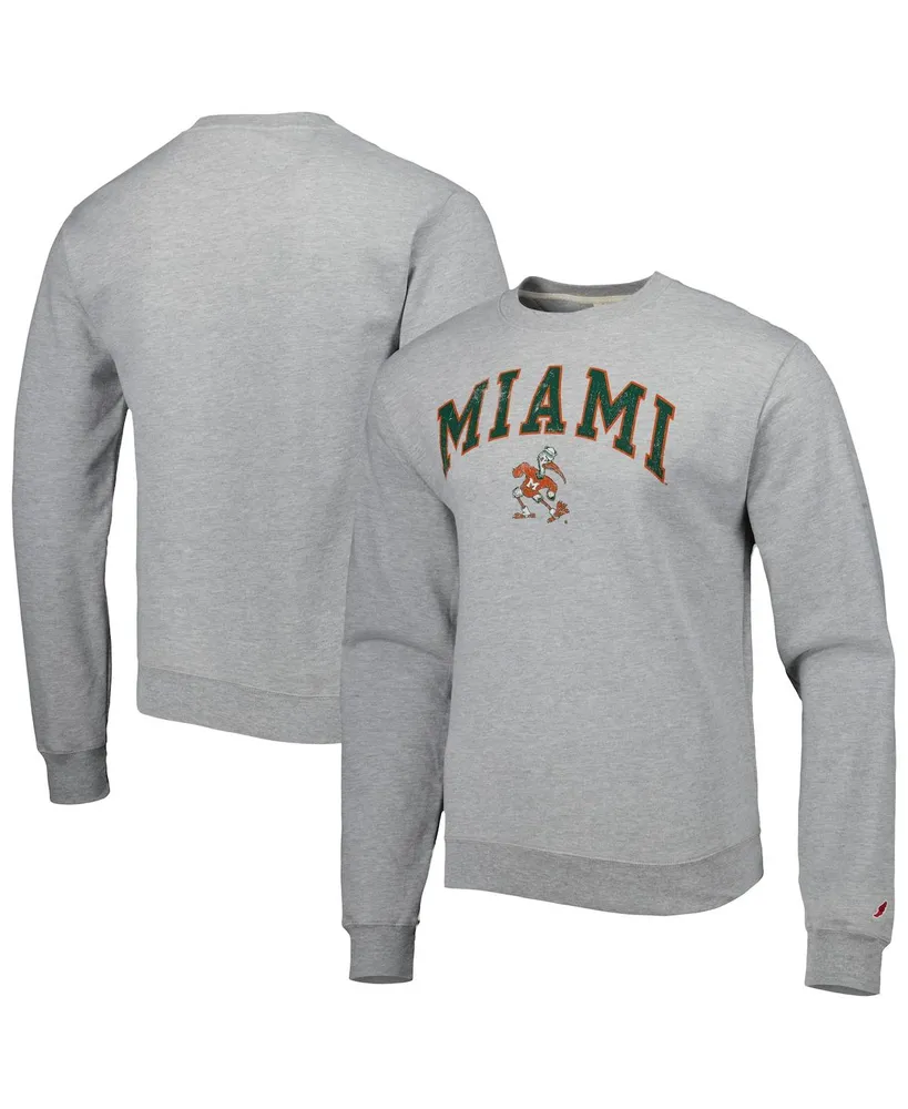 Men's League Collegiate Wear Gray Miami Hurricanes 1965 Arch Essential Fleece Pullover Sweatshirt