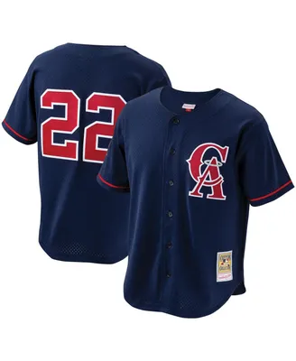 Men's Mitchell & Ness Bo Jackson Navy California Angels Cooperstown Collection Mesh Batting Practice Button-Up Jersey