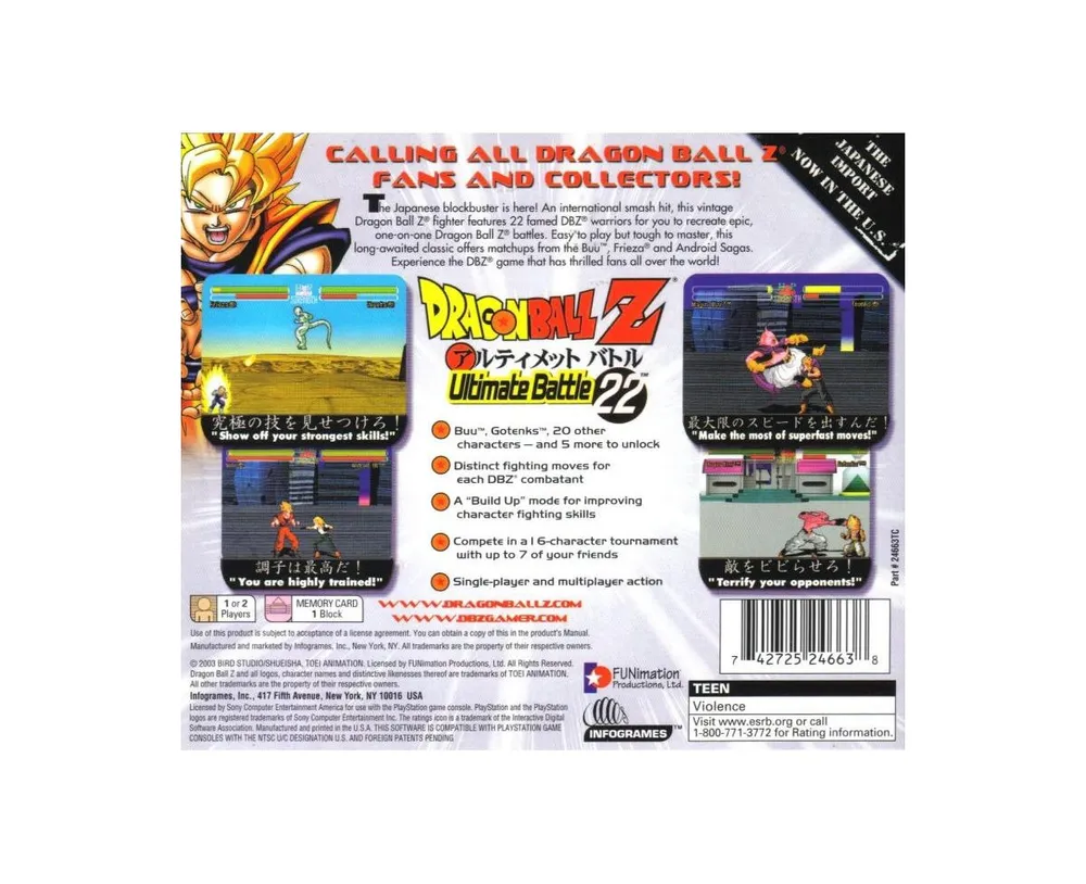 Atari Dragon Ball Z: Ultimate Battle 22 Us Ver - PlayStation