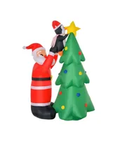 Homcom 6' Christmas Inflatable Santa and Penguin Outdoor Yard Decoration