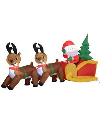 Homcom 7ft Christmas Inflatable Santa with Sleigh Outdoor Blow-Up Decoration - Multi