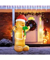 Homcom 6ft Christmas Inflatable Gingerbread Man Holiday Yard Lawn Decoration
