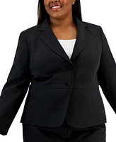 Le Suit Plus Crepe Two-Button Blazer Pantsuit