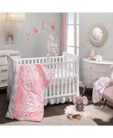 Lambs & Ivy Girls Rule the World Pink Floral 4-Piece Baby Crib Bedding Set