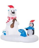 Outsunny 6' Christmas Inflatable Polar Bear Penguin Blow-Up Outdoor Display - Multi