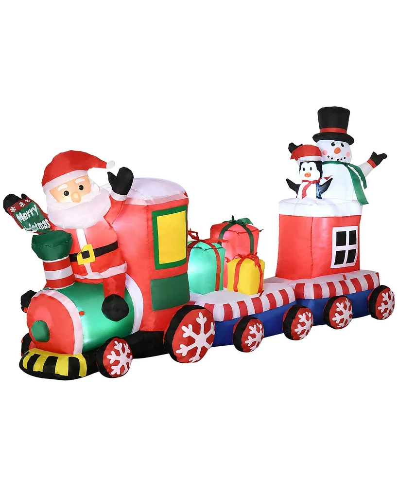 Outsunny 8' Inflatable Christmas Train with Santa Claus Outdoor Yard Display