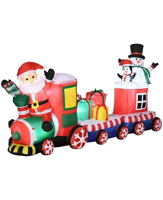 Outsunny 8' Inflatable Christmas Train with Santa Claus Outdoor Yard Display
