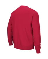 Men's Colosseum Red Utah Utes Arch and Logo Crew Neck Sweatshirt
