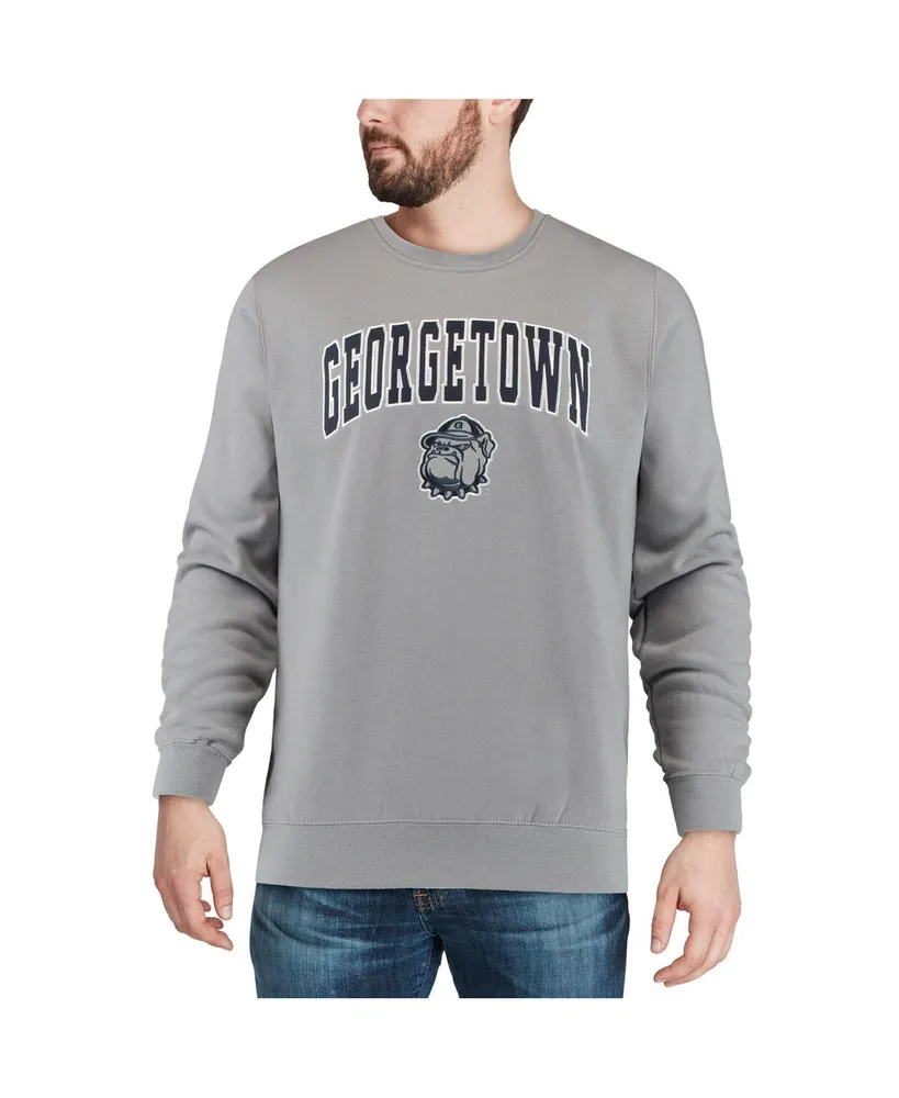 Men's Colosseum Gray Georgetown Hoyas Arch and Logo Crew Neck Sweatshirt