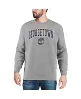 Men's Colosseum Gray Georgetown Hoyas Arch and Logo Crew Neck Sweatshirt