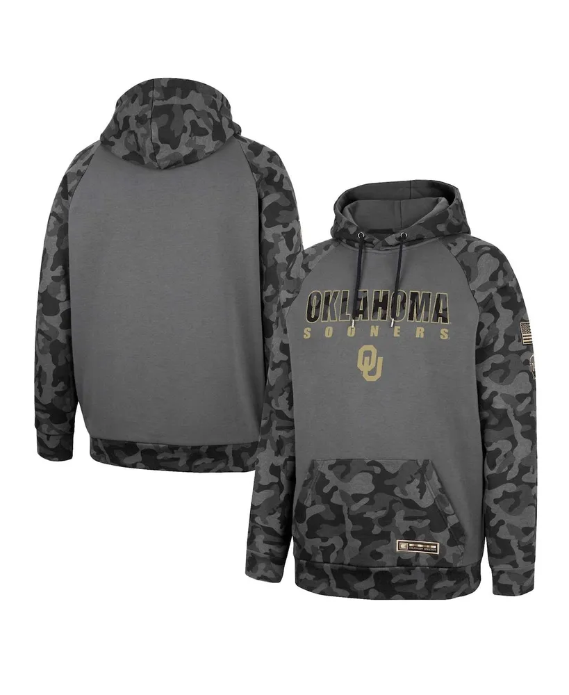 Men's Colosseum Charcoal Oklahoma Sooners Oht Military-Inspired Appreciation Camo Stack Raglan Pullover Hoodie