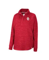 Women's Colosseum Crimson Oklahoma Sooners Natalie Speckled Quarter-Snap Top