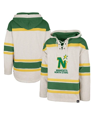 Men's '47 Brand Oatmeal Minnesota North Stars Heritage Rockaway Lace-Up Pullover Hoodie