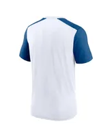 Men's Nike Heathered Royal and White Indianapolis Colts Color Block Team Name T-shirt