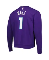 Men's Jordan LaMelo Ball Purple Charlotte Hornets Statement Name and Number Pullover Sweatshirt