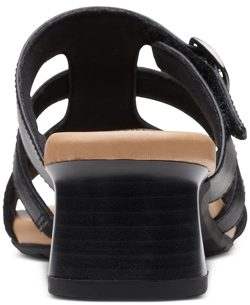 Clarks Women's Desirae Palm Triple-Strap Open-Back Sandals